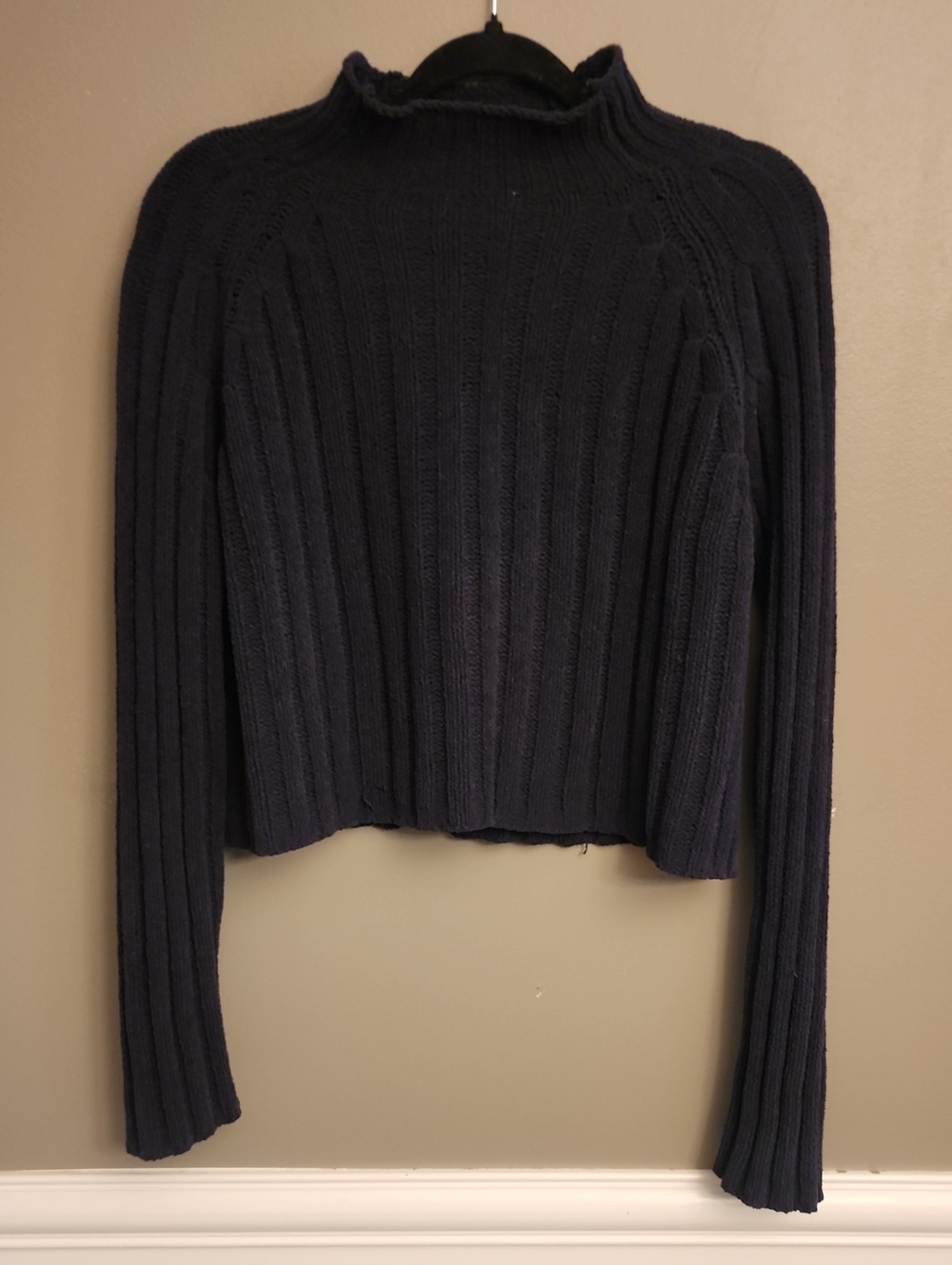 American Eagle Cropped Ribbed Mock Neck Women's Sweater